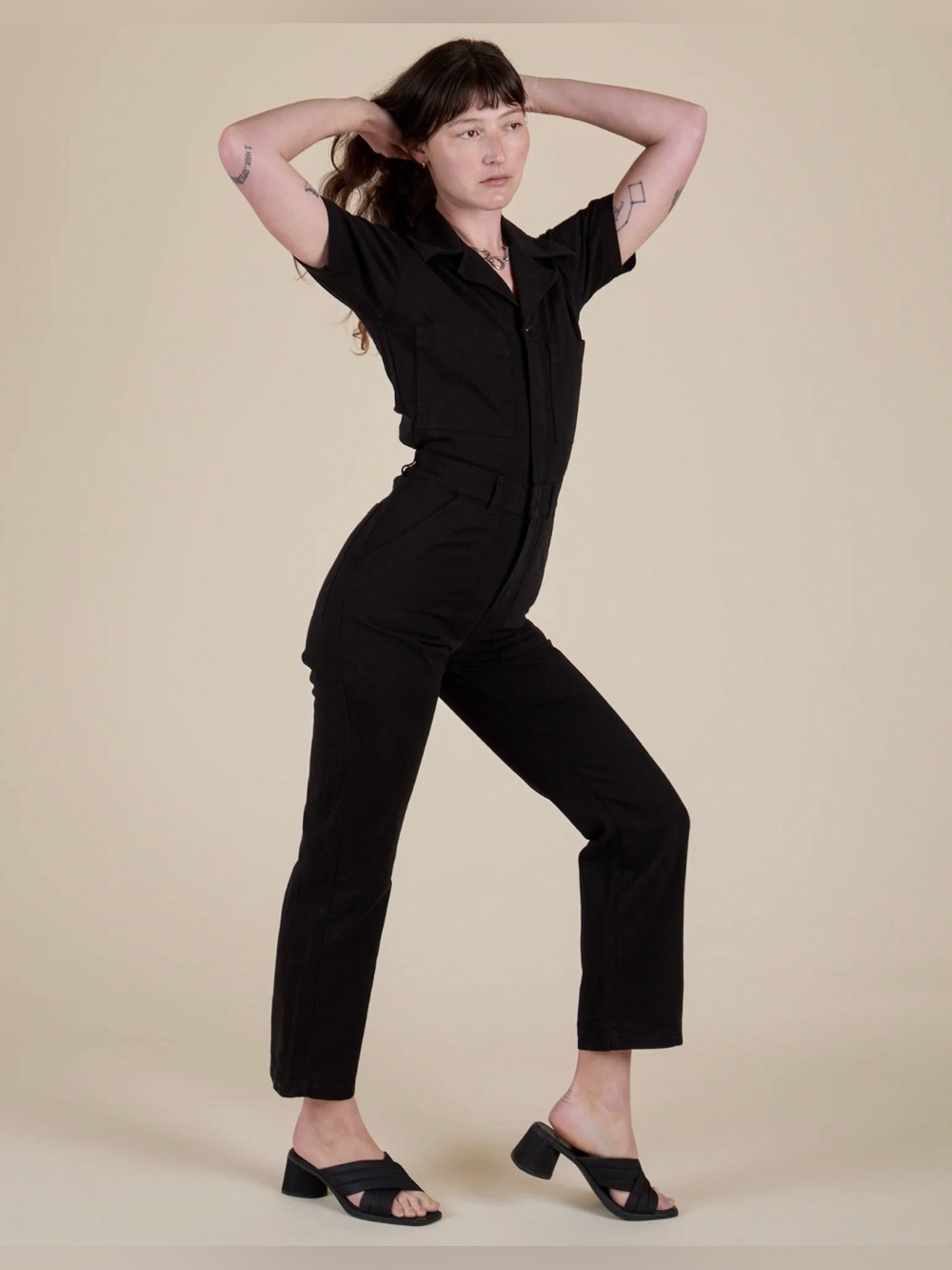 Big Bud Press Short Sleeve Utility Jumpsuit in Black Size MP